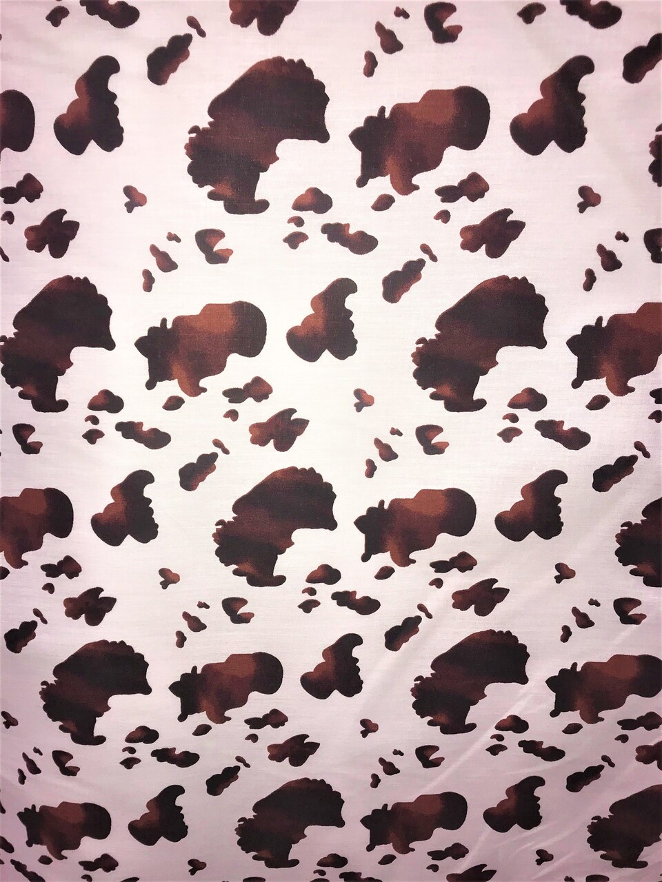 1 Yard Brown Cow Print Poly Cotton Fabric with Faded Spots for Apparel Crafts and Home Decor 59/60 Inch Width